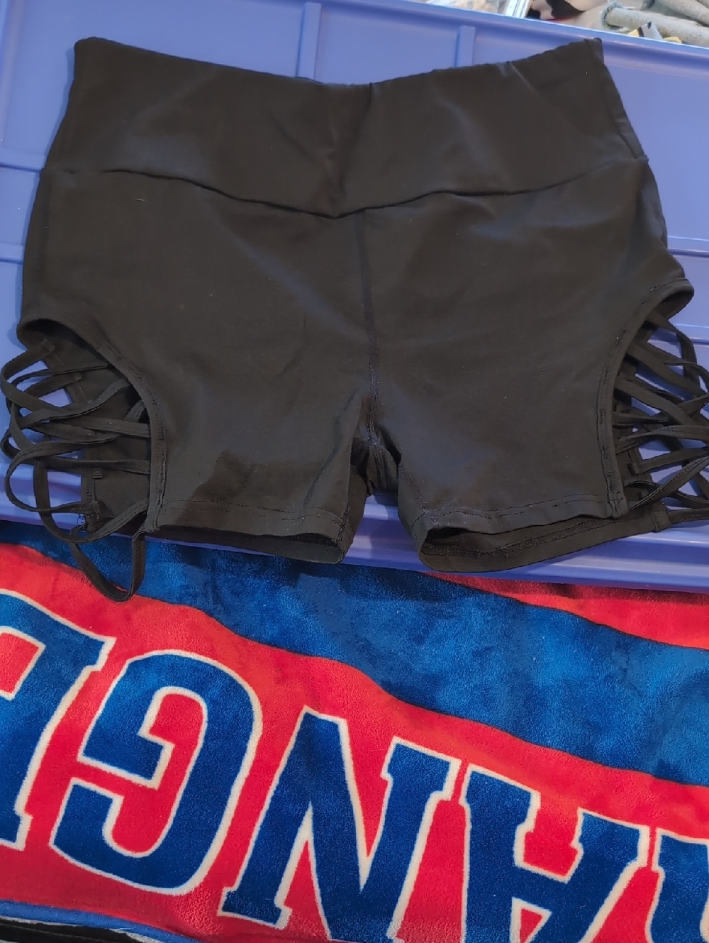 High-Waist Black Women's Shorts with Side Strappy Detail